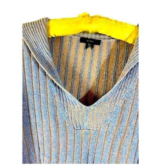 J Crew V Neck Ribbed Knit Sweater Blue Pink Small Medium - Picture 6 of 7